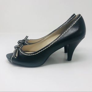 Studio Paolo Peep Toe Pumps Black Bow front